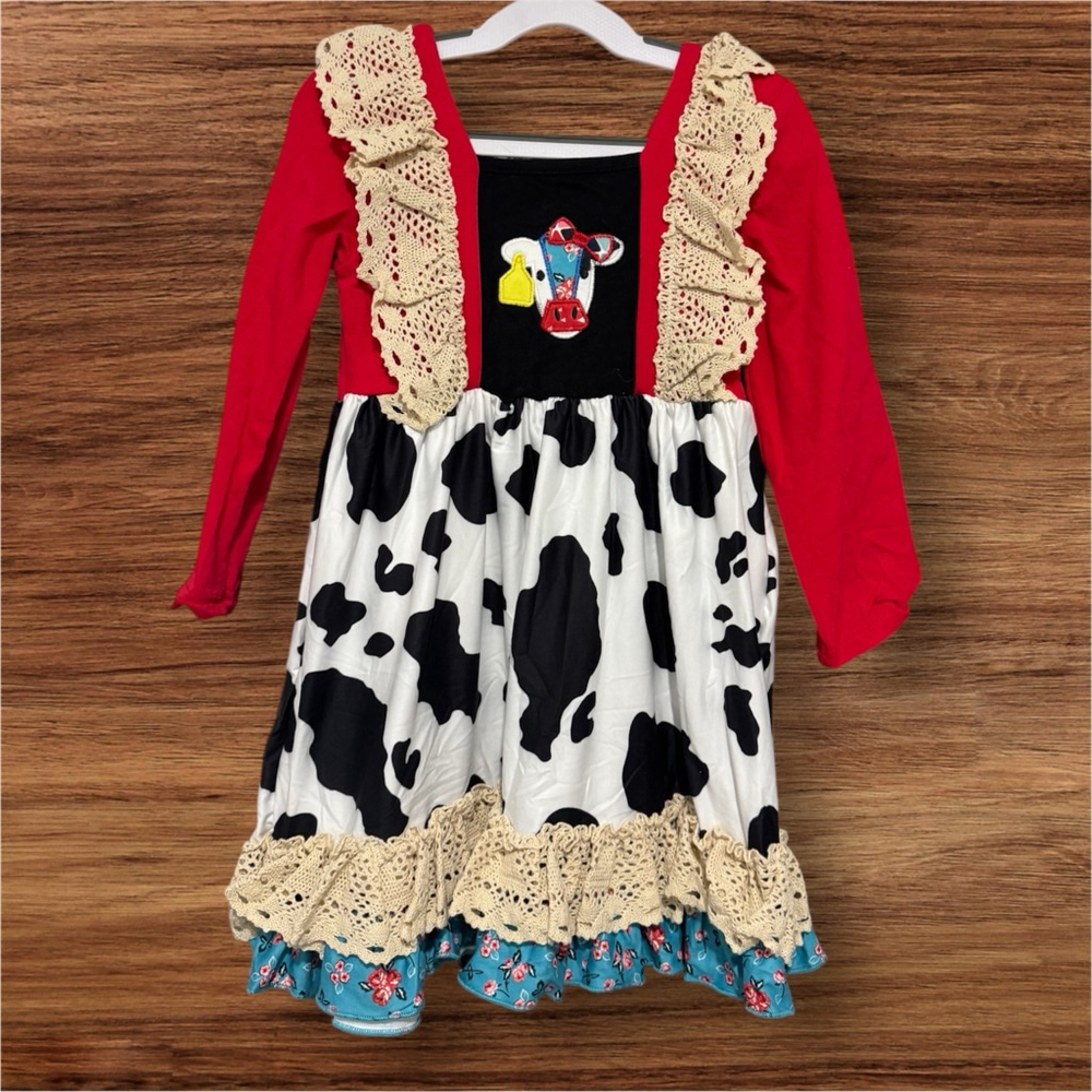 Girls size L country cow dress